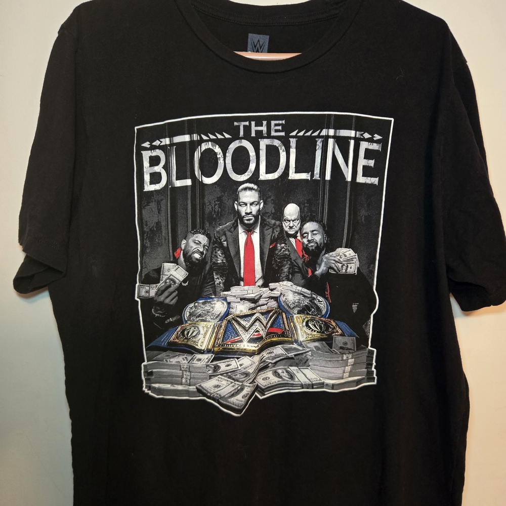 WWE The Bloodline Black T-Shirt with Red and White Graphics